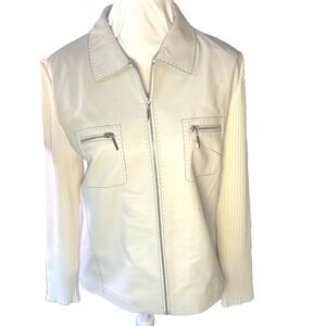 Y2K Vintage NWT Sweater Leather Coat, LARGE, Lisa International Classic $132